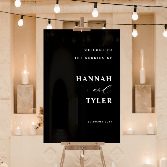 Elegant and Modern Wedding Welcome Black Acrylic Sign (Creator Uploaded)