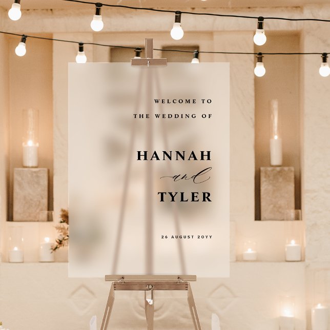 Elegant and Modern Wedding Welcome Frosted  Acrylic Sign (Creator Uploaded)