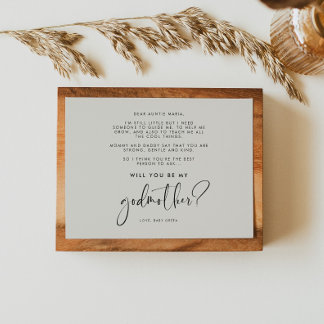 Elegant and modern Will you be my Godmother card