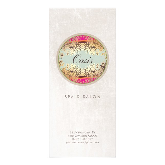 Elegant and Ornate Cosmetology Salon and Spa Rack Card (Front)