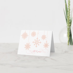 Elegant and Ornate Pink Snowflakes Christmas Card