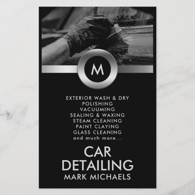 Elegant and professional car detailing  flyer (Front)