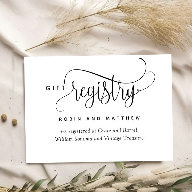 Elegant and Romantic Script Wedding Registry Enclosure Card (Creator Uploaded)