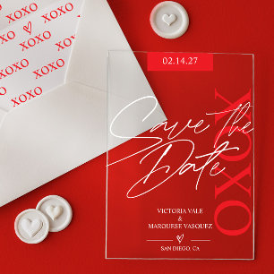 Elegant and Romantic Valentine Save The Date Acrylic Invitations