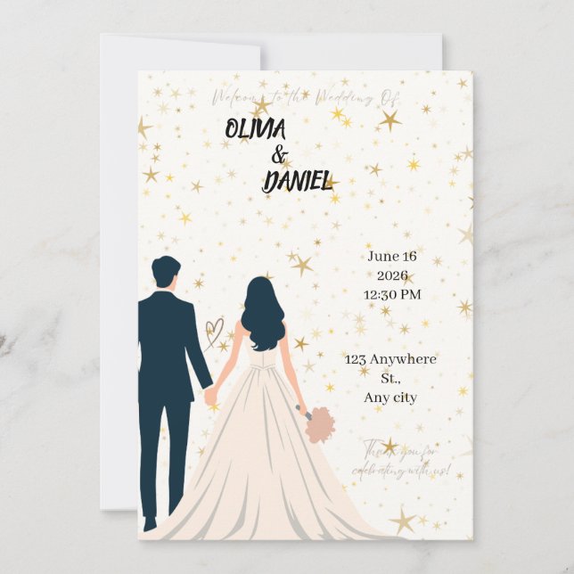 Elegant and romantic Wedding Invitation Card (Front)