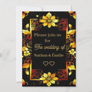 Elegant and royal golden and black weddiInvitation Invitation