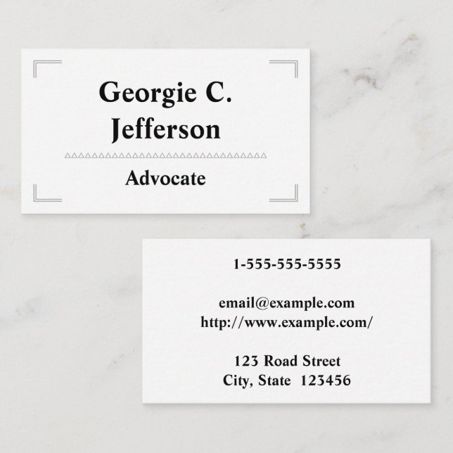 Elegant and Simple Advocate Business Card (Front/Back)