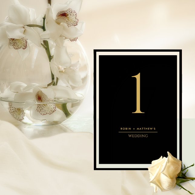 Elegant and Simple Black and Gold Table Number (Creator Uploaded)