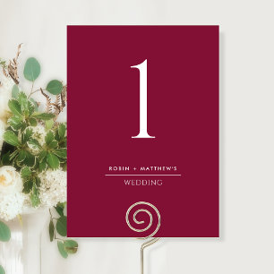 Elegant and Simple Burgundy Berry Table Number