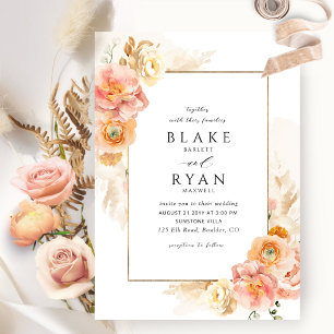 Elegant and Simple Champagne Peach Blush Wedding Invitation