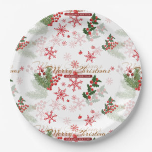 Elegant and Simple Christmas Pattern Paper Plate
