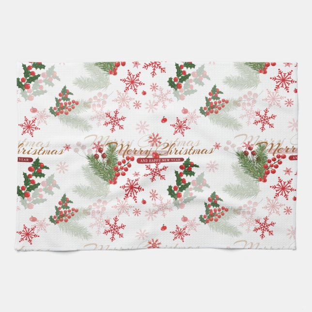 Elegant and Simple Christmas Pattern Tea Towel (Horizontal)