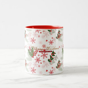 Elegant and Simple Christmas Pattern Two-Tone Coffee Mug