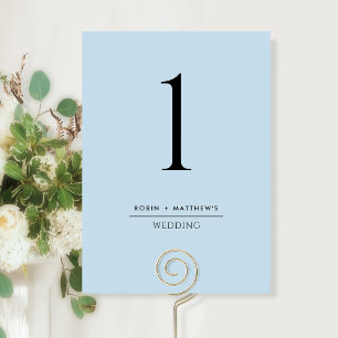 Elegant and Simple Dusty Blue Table Number