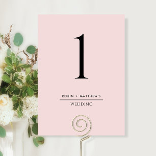Elegant and Simple Dusty Rose Table Number