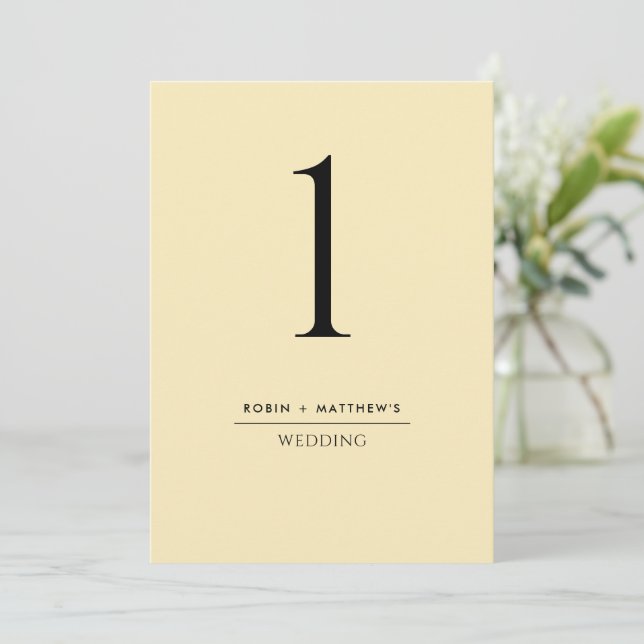 Elegant and Simple Dusty Yellow Table Number (Standing Front)