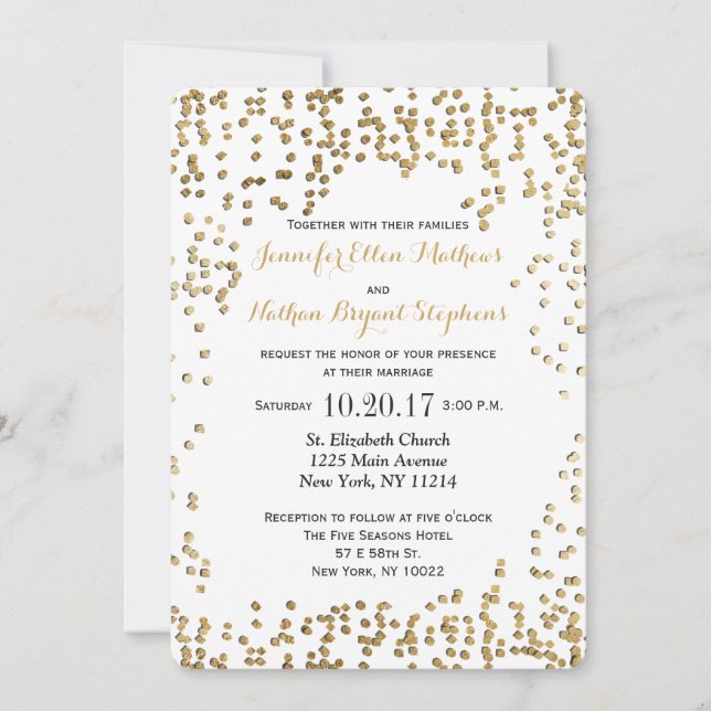 Elegant and Simple Faux Gold Confetti Invitation (Front)