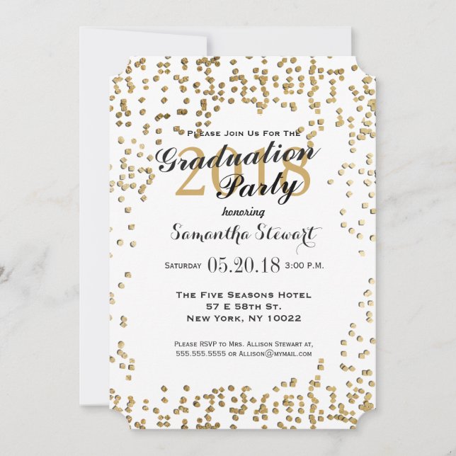 Elegant and Simple Faux Gold Confetti Invitation (Front)