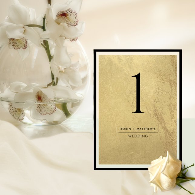 Elegant and Simple Gold and Black Table Number (Creator Uploaded)