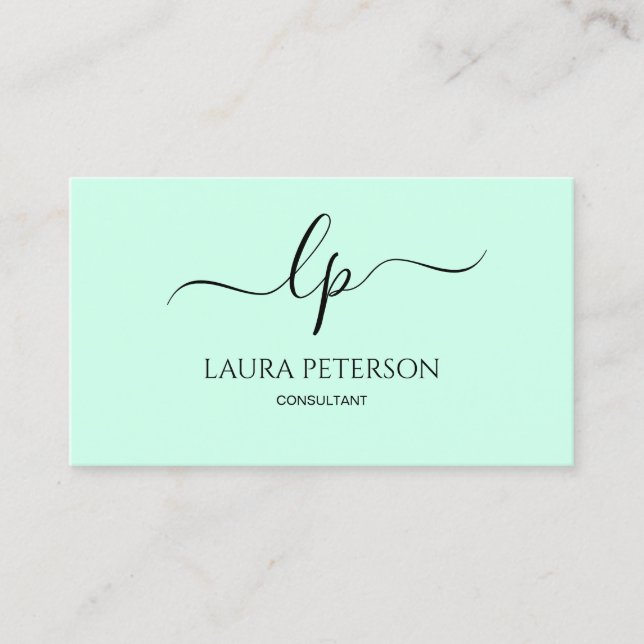 Elegant and simple handwritten script calligraphy business card (Front)