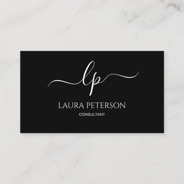 Elegant and simple handwritten script calligraphy business card (Front)