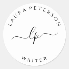 Elegant and simple handwritten script calligraphy classic round sticker