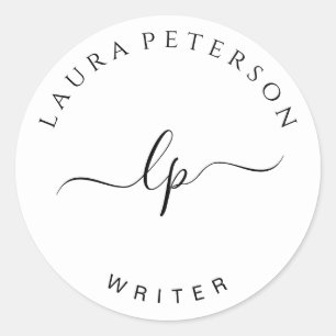 Elegant and simple handwritten script calligraphy classic round sticker