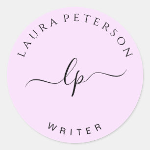 Elegant and simple handwritten script calligraphy classic round sticker