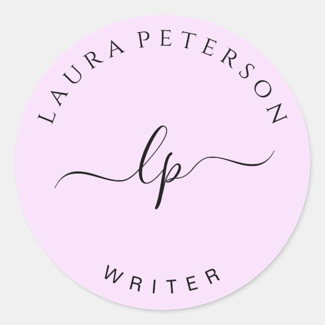 Elegant and simple handwritten script calligraphy classic round sticker (Front)