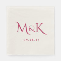 Elegant and Simple Magenta Wedding Monogram