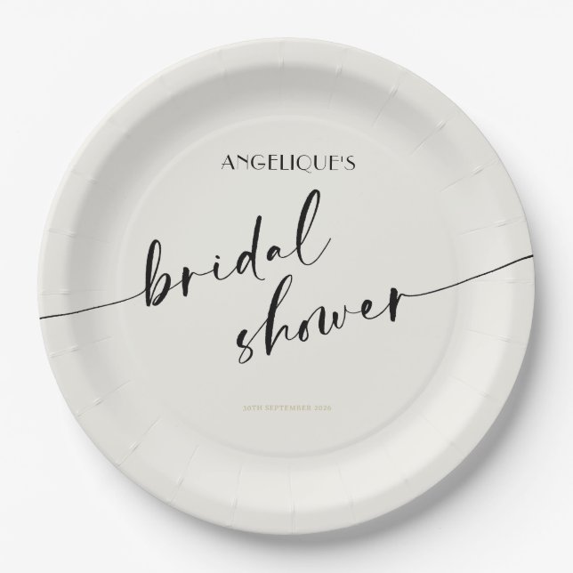 Elegant and Simple - Minimalist Bridal Shower Paper Plate (Front)