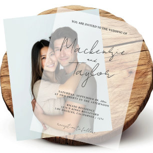 Elegant and Simple Minimalist Script Vellum Invitations