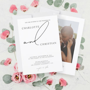 Elegant and Simple Minimalist Script Wedding Invitation