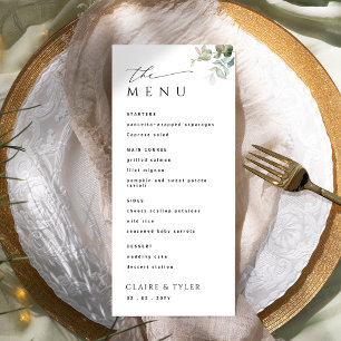Elegant  and Simple Modern Greenery Wedding  Menu