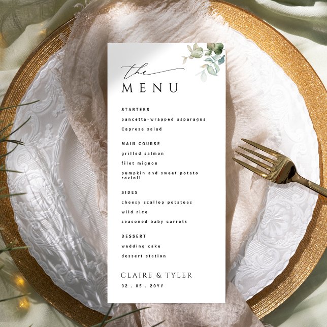 Elegant  and Simple Modern Greenery Wedding  Menu (Creator Uploaded)