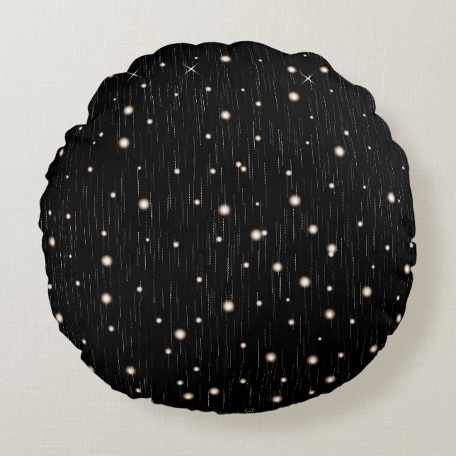 Elegant and simple night snow pattern round cushion (Front)
