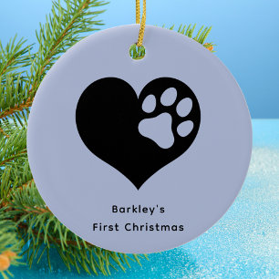 Elegant and Simple Puppy Dog First Christmas Ceramic Ornament