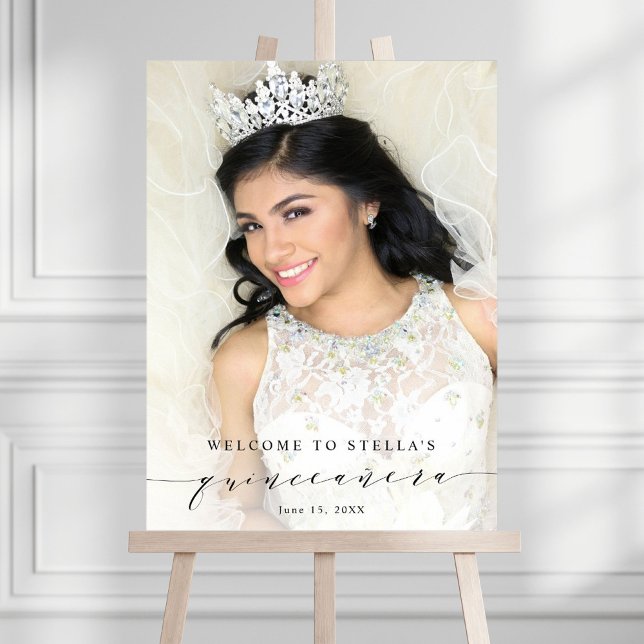 Elegant and Simple Quinceañera Welcome Photo Sign (Creator Uploaded)