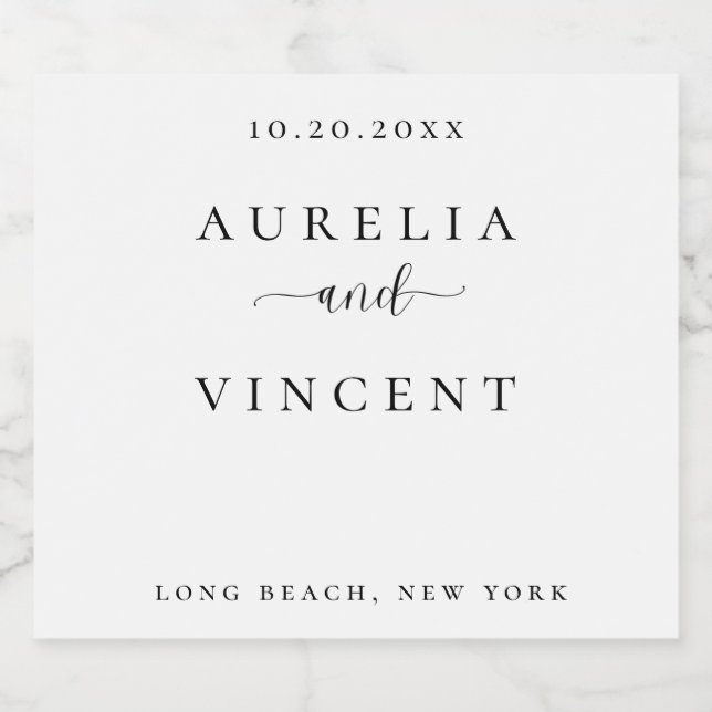 Elegant and Sleek Wedding Wine Label (Single Label)