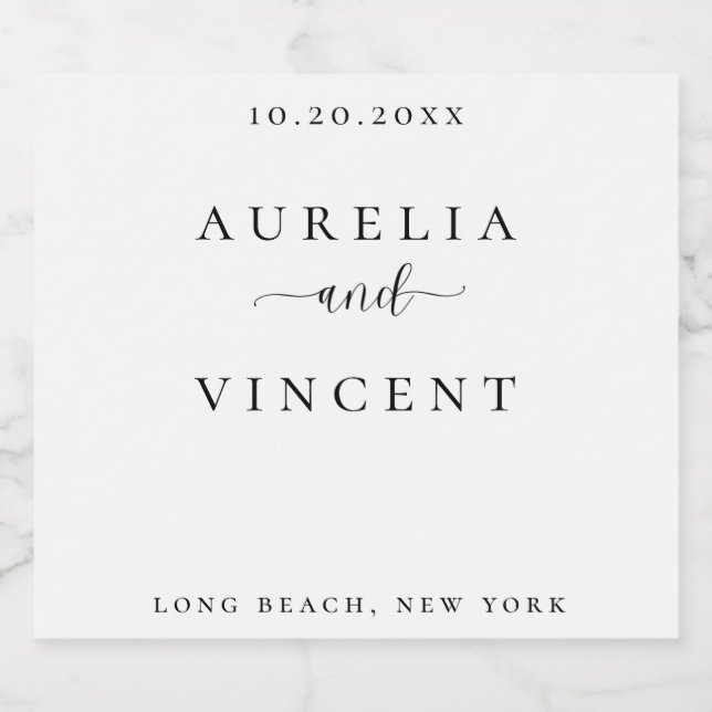 Elegant and Sleek Wedding Wine Label (Single Label)