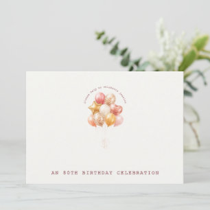 Elegant and Soft 80th Birthday Invitation