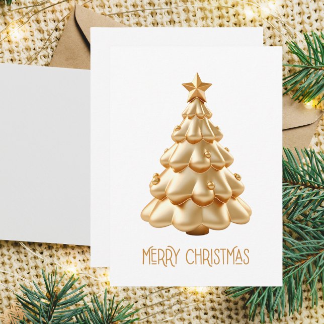 Elegant and Stylish Gold and White Christmas Tree Card (Creator Uploaded)