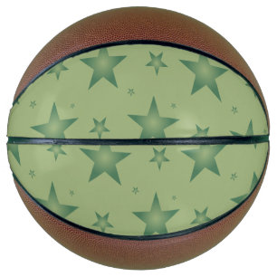 Elegant and Stylish Olive Stars on Sage Green Basketball