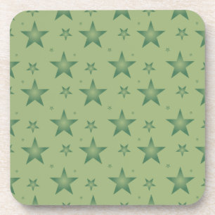 Elegant and Stylish Olive Stars on Sage Green Coaster