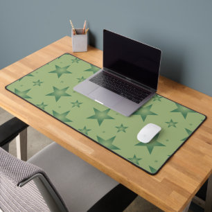 Elegant and Stylish Olive Stars on Sage Green Desk Mat