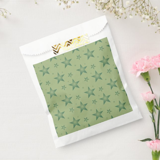 Elegant and Stylish Olive Stars on Sage Green Favour Bag (Sealed)