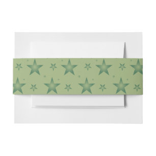 Elegant and Stylish Olive Stars on Sage Green Invitation Belly Band