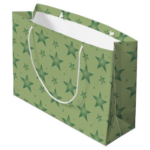 Elegant and Stylish Olive Stars on Sage Green Large Gift Bag