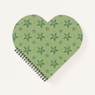 Elegant and Stylish Olive Stars on Sage Green Notebook
