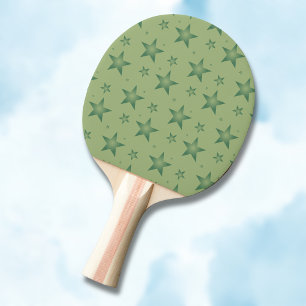 Elegant and Stylish Olive Stars on Sage Green Ping Pong Paddle
